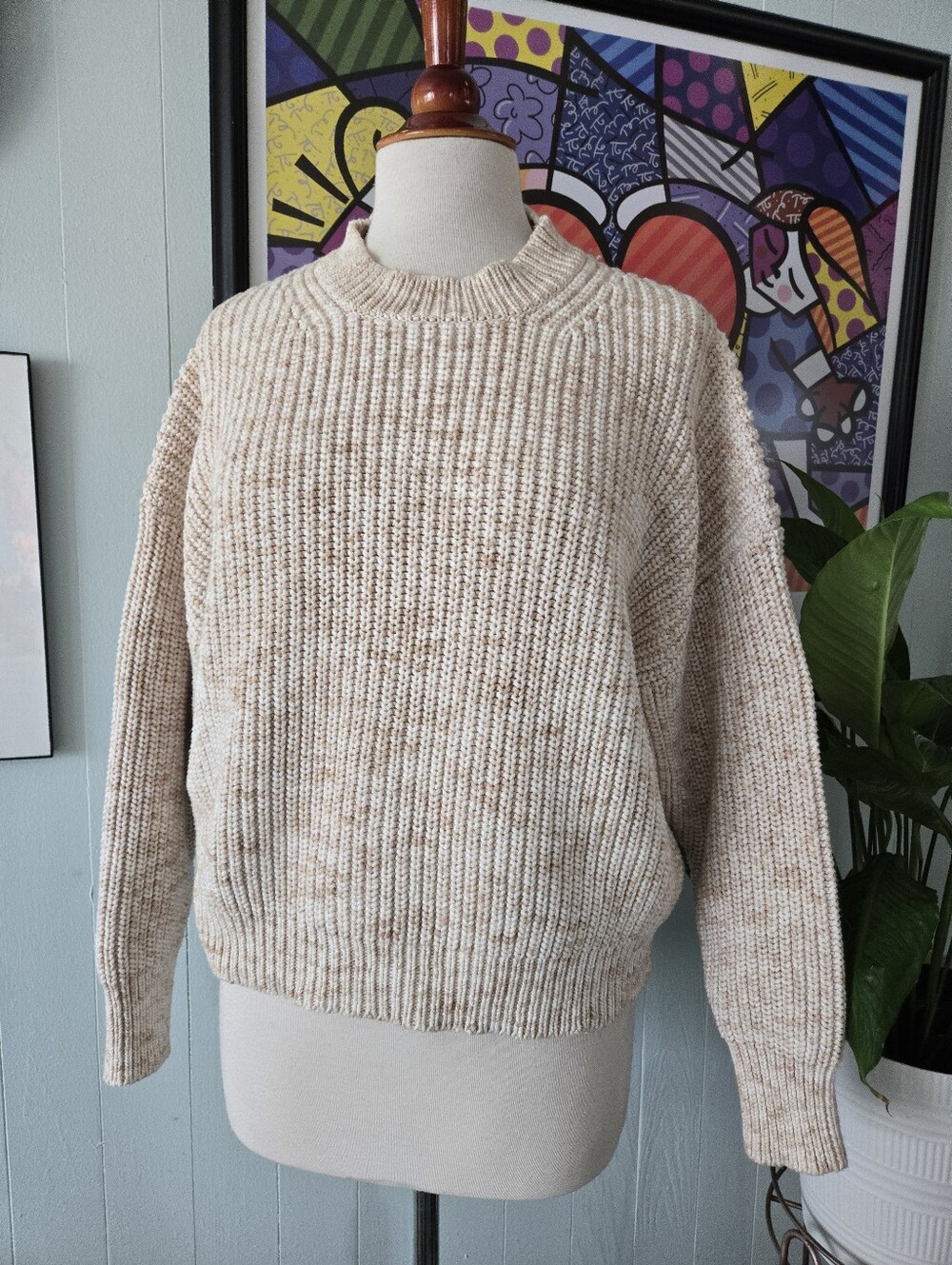 J Crew Cozy Crewneck Sweater in Beige Cream Size L